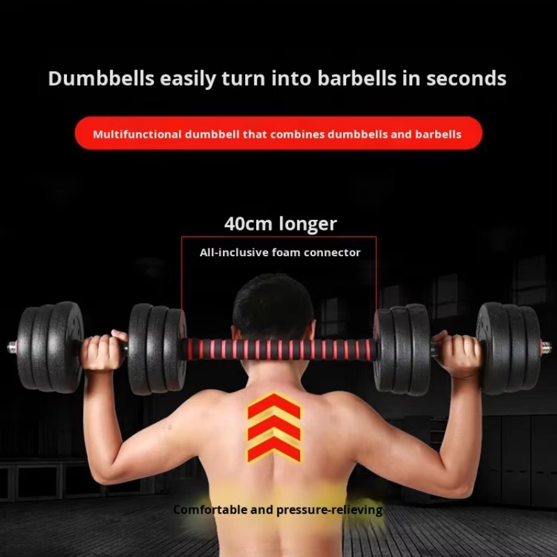 Fitness Equipment - Herren Heimfitness Verstellbares Hantelset Stahl-Langhantel Gummibeschichtete