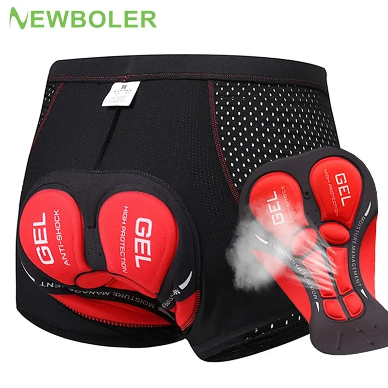 Padded Cycling Shorts 5D Gel - NEWBOLER Herren MTB-Radhose mit 5D-Gel-Polsterung, atmungsaktives