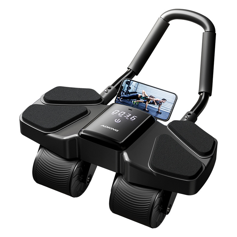 Ab Roller Wheel With Elbow Support - Automatisch Zurückfedernder Vier-Rad-Bauchtrainer Tragbares Heimfitness-Gerät Bauchstraffungs-Tool