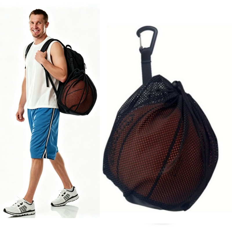 Team Sports - ﻿ Tragbare Basketball-Netztasche mit Kordelzug, Fußball-Volleyball-Aufbewahrungstasche,