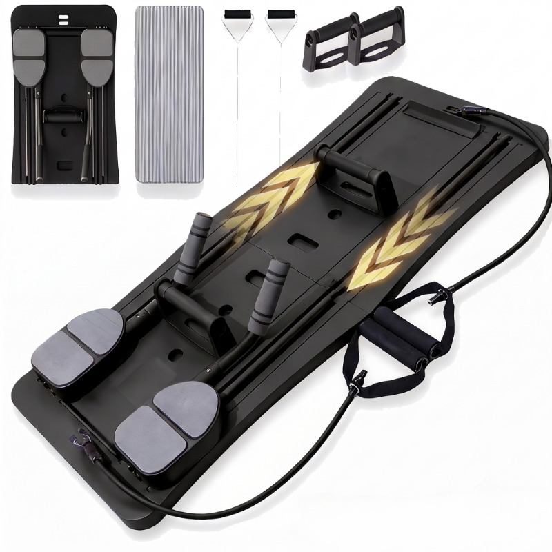 Push Up Board Foldable Multi Function - Multifunktionales Ab-Workout-Board, faltbares Core-Trainer-Gerät mit Widerstandsbändern,