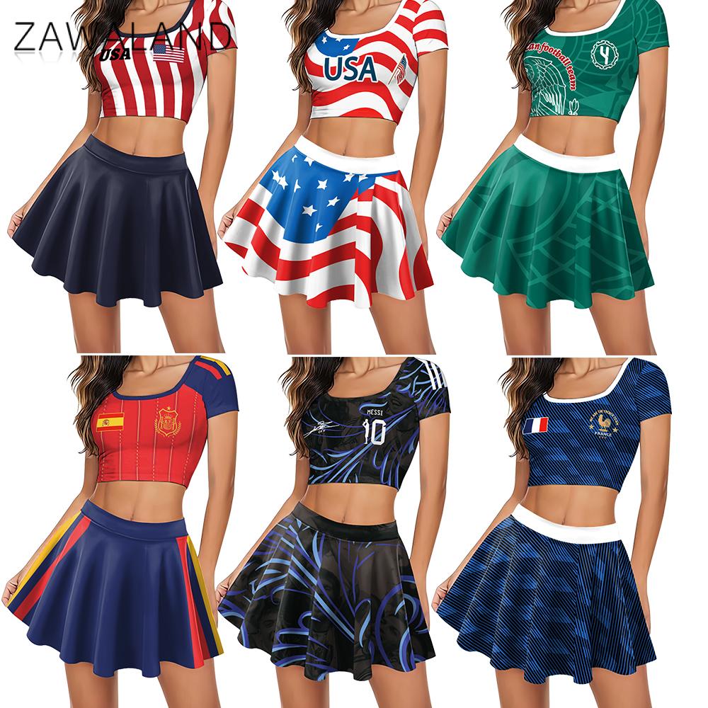 Team Sports - Weltfußball-Cheerleading-Kostüm-Set für Damen, Sport- und Party-Outfit