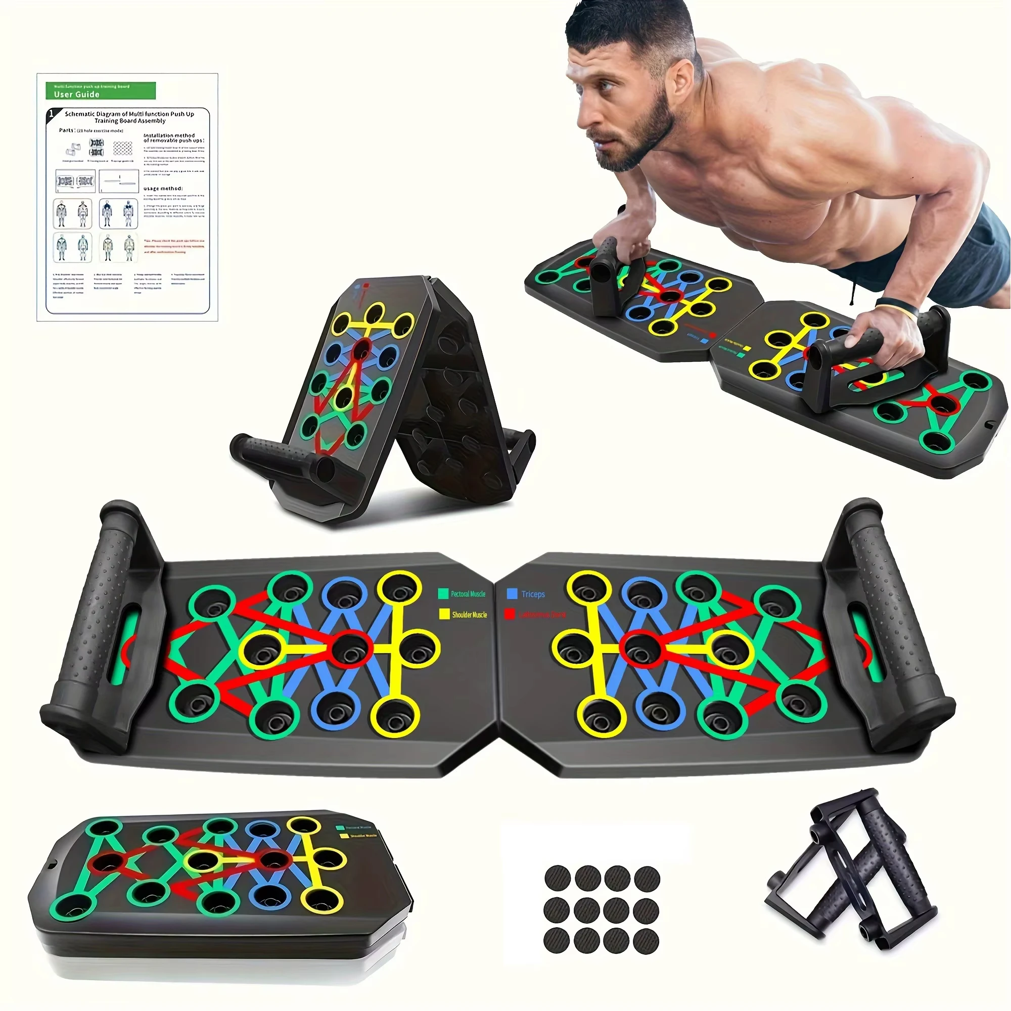 Push Up Board Foldable Multi Function - 1 Stück faltbares, multifunktionales Push-up-Board-Set mit