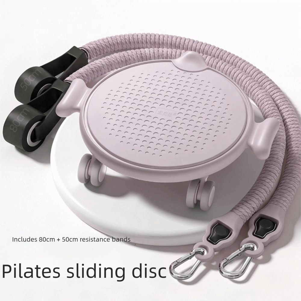 Ab Roller Wheel With Elbow Support - Geräuscharme Pilates-Gleitplatte mit Widerstandsband, Rutschfeste Bauch-Gleitscheibe,