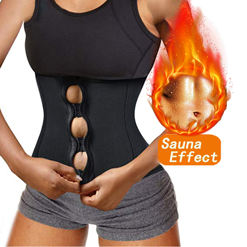 Sweat Waist Trainer Belt Neoprene - Damen-Taillentrainer, Körperformer mit Haken und Reißverschluss,