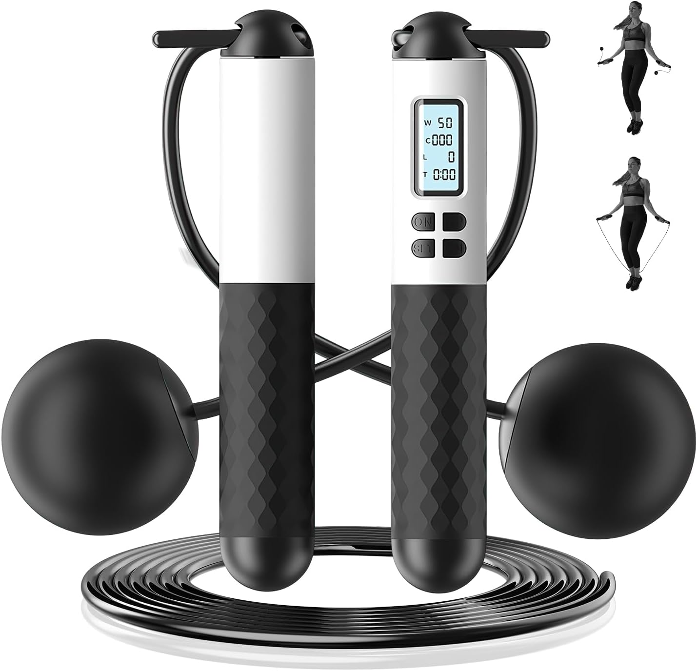 Smart Jump Rope Digital Counter - 6 cm kabelloses Springseil mit Zähler,